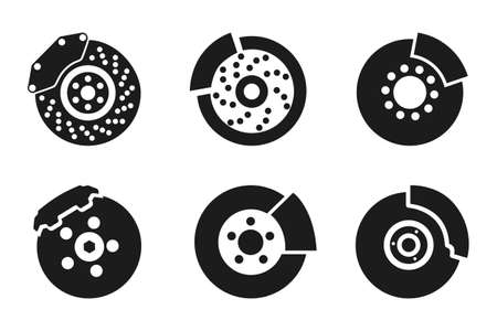 Brake pad icons parts for cars - stock vectorのイラスト素材