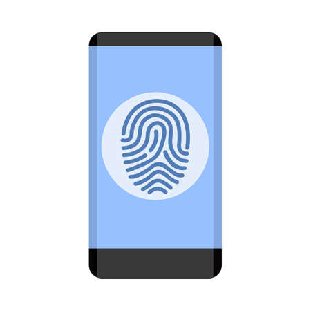 Black smartphone with fingerprint scanning icon for apps with security unlock - stock vectorのイラスト素材