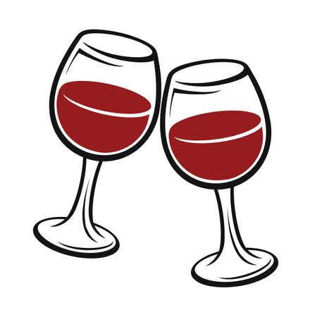 Two wineglass icon, logo, sign, emblem - vectorのイラスト素材