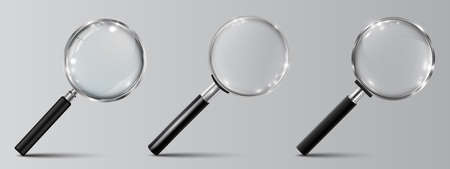 Magnifying glass, tree big tools with shadows - stock vectorのイラスト素材