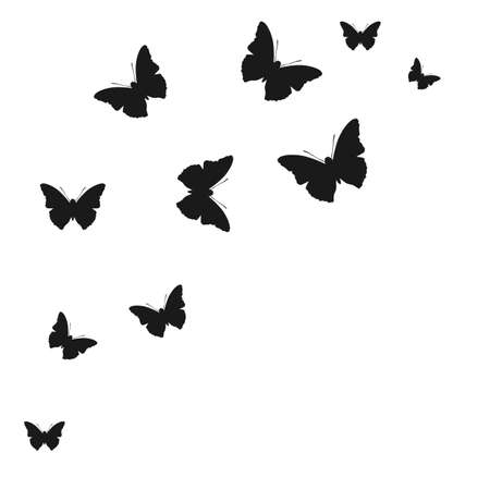Set of butterfly silhouettes on white background - stock vectorのイラスト素材