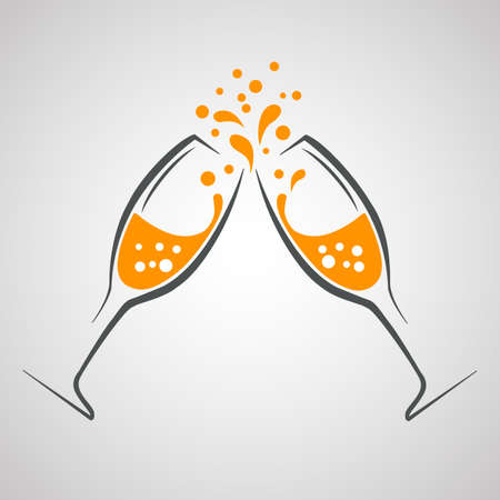 Two wineglass icon, logo, sign, emblem - vectorのイラスト素材