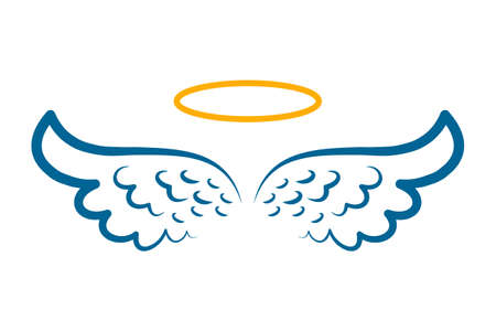 Angel wings icon with nimbus - stock vectorのイラスト素材