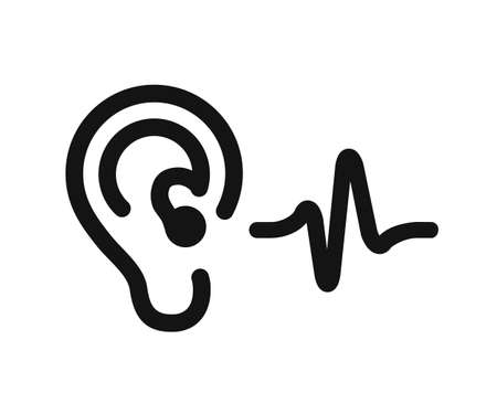 Ear hearing sound icon. Hearing Aid sign - stock vectorのイラスト素材