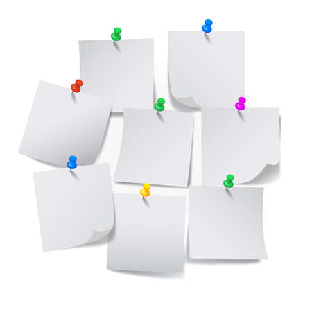 Set white sticky papers - vector