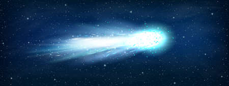 Comet asteroid and meteorite. Illustration of asteroid and comet, meteor and meteorite. Comet...