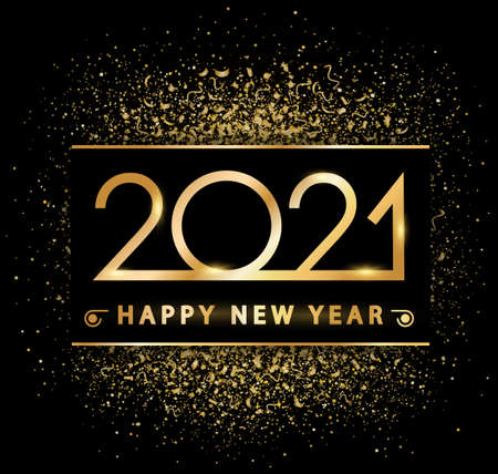 Golden new year 2021 on gold dust - stock vector