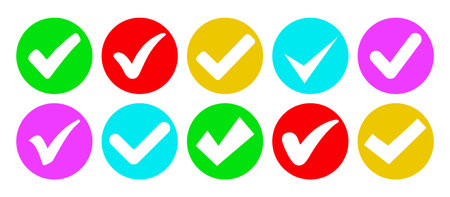 Approval check icon, quality button set - stock vectorのイラスト素材