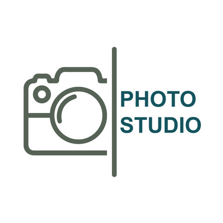 Photo studio logo, camera flat icon - stock vectorのイラスト素材