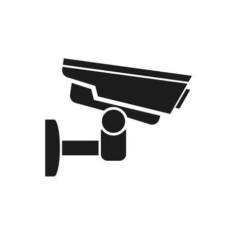 Black security camera icon. Surveillance camera. Security equipment and security guard - vectorのイラスト素材