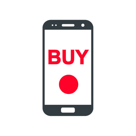 E-commerce, buy button, money transaction, mobile banking and mobile payment - vectorのイラスト素材