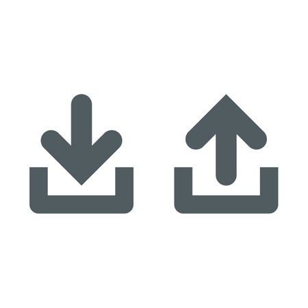 Download and upload icons. Button with arrow up and down simple icon - vectorのイラスト素材