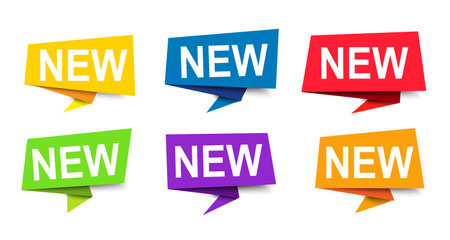 Bright New Labels Set. Colorful Flag Collection - stock vectorのイラスト素材