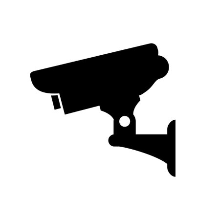 Security camera icon. Surveillance camera. Security equipment and security guard - vector for stockのイラスト素材