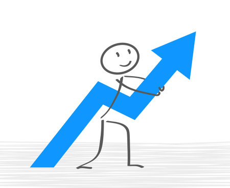 Growth concept: man pull up an arrow - vectorのイラスト素材