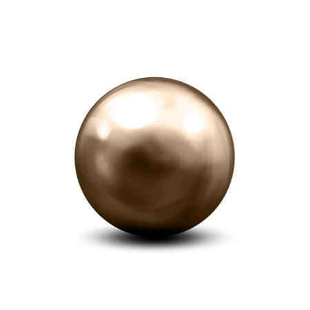 Steel balls with shadows from below. Metallic shiny sphere with various light reflections on chrome surface - stock vectorのイラスト素材