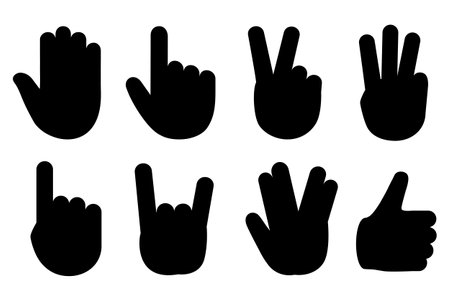 Hand gesticulate symbol set icon - stock vectorのイラスト素材