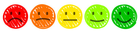 Set drawn colored faces emoticon, cartoon emoticons - vectorのイラスト素材