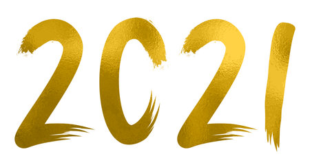 2021- happy New Year 2021 drawing gold grunge figures, Happy New Year decorative shiny design for celebration - stock vectorのイラスト素材