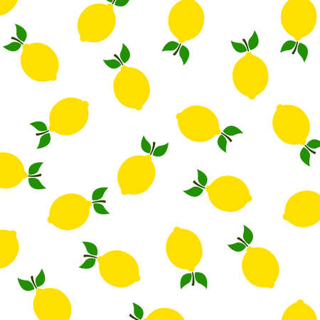 Seamless pattern with lemon. Fashion design. Food print for tablecloth, curtain or dishcloth. Fruits sketch background - stock vectorのイラスト素材
