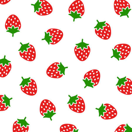 Seamless pattern with strawberry. Fashion design. Food print for tablecloth, curtain or dishcloth. Fruits sketch background - stock vectorのイラスト素材