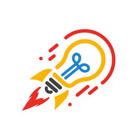Startup, bulb rocket concept - stock vectorのイラスト素材