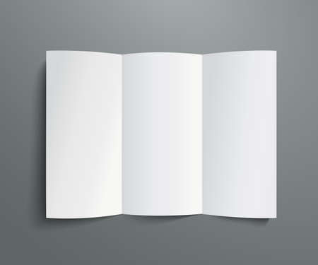 Curved blank of paper with shadows lie on a gray background. A4 paper page, mockup, sheet on the table - stock vectorのイラスト素材