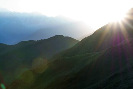 Magic sunrise in the mountains of Georgiaの写真素材
