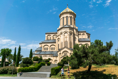 Tsminda Sameba - the highest, most famous and most magnificent temple of Georgia.のeditorial素材