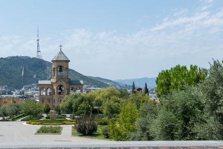 Tsminda Sameba - the highest, most famous and most magnificent temple of Georgia.のeditorial素材