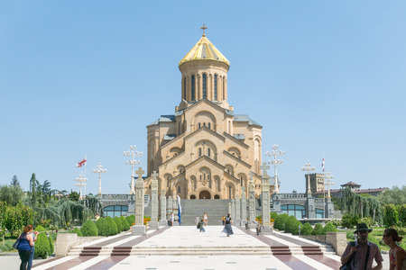 Tsminda Sameba - the highest, most famous and most magnificent temple of Georgia.のeditorial素材