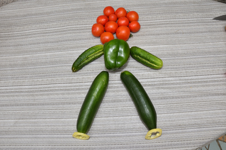 macro detail table full of fresh vegetablesの写真素材