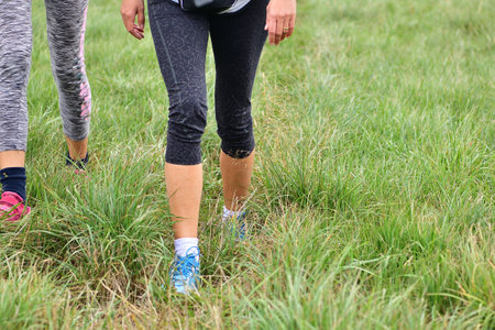 Light hiking shoes suitable for easy walking on green grass