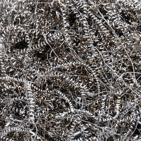 Scrap metal spiral shavings for recycling.の写真素材