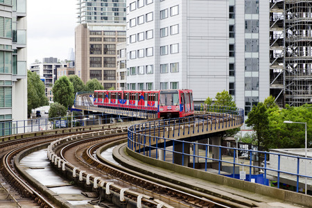 London DLR, Docklands light railway, modern city public transportのeditorial素材