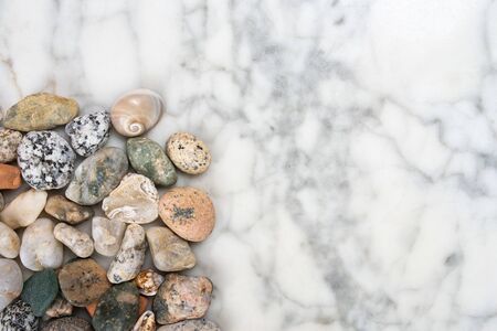 many sea colored stones, sea stones on marble, composition of rocks, composition of sea stones, sea...