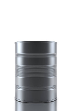 Blank aluminum food can isolated over white backgroundの写真素材