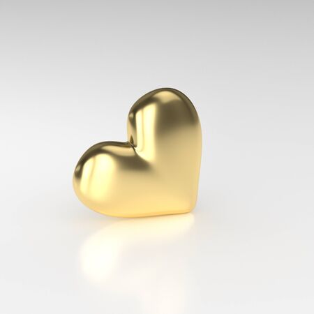 Golden Heart. 3D Render on White Backgroundの写真素材