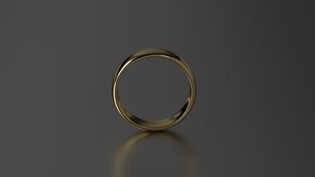 The beauty gold wedding ring on black background. 3d renderingの写真素材