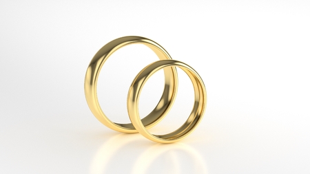 The beauty gold wedding ring on white background. 3d renderingの写真素材