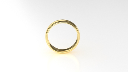 The beauty gold wedding ring on white background. 3d renderingの写真素材