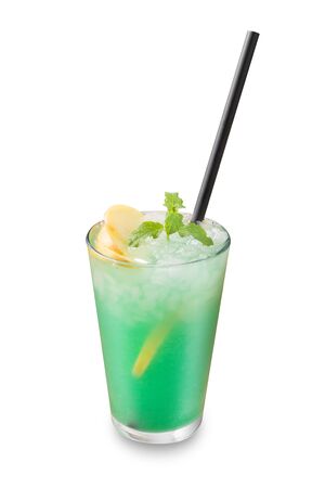 Green drink isolated on white background. For fast food restaurant design or fast food menuの写真素材