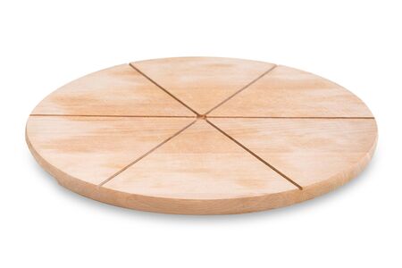 Board for pizza isolated on white background. Top view mock up.の写真素材