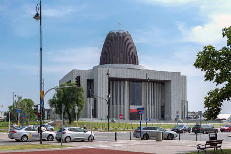Warsaw, Poland - June 15, 2019: Temple of Divine Providence or Swiatynia Opatrznosci Bozej, Roman catholic church in Wilanow, district of Warsawのeditorial素材