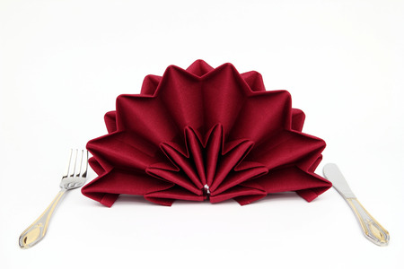 Folded napkin on the white backgroundの写真素材