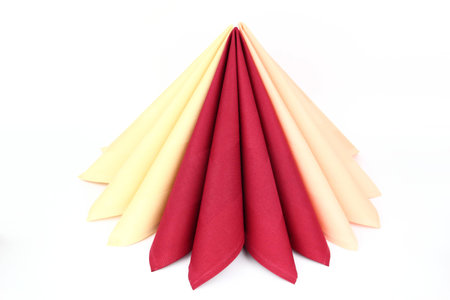 Folded napkins on the white backgroundの写真素材