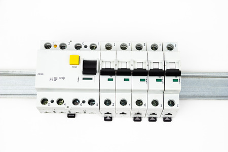 The residual-current device and circuit breaker on the white backgroundの写真素材