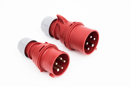The plugs power three-phase on the white background