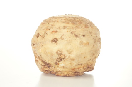 Celery root isolated on white backgroundの写真素材