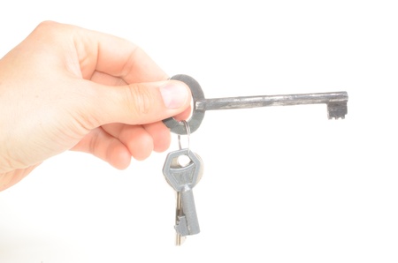 Keys close up isolated on white backgroundの写真素材